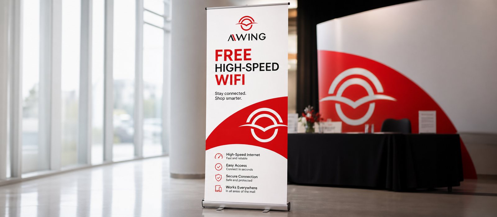 Standee AWING tại sảnh trung tâm thương mại