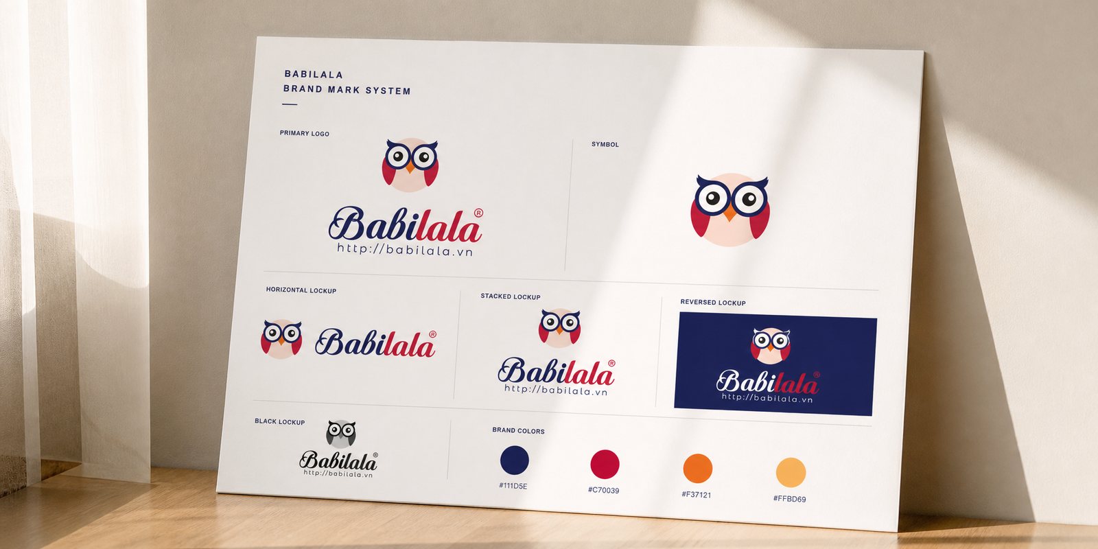 Hệ thống logo và con cú Babi của Babilala