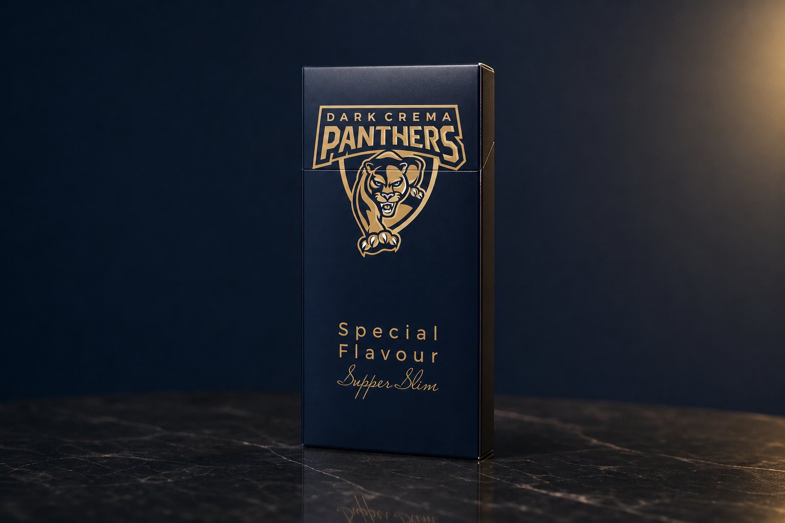 Bao bì dòng Dark Crema Panther nền navy