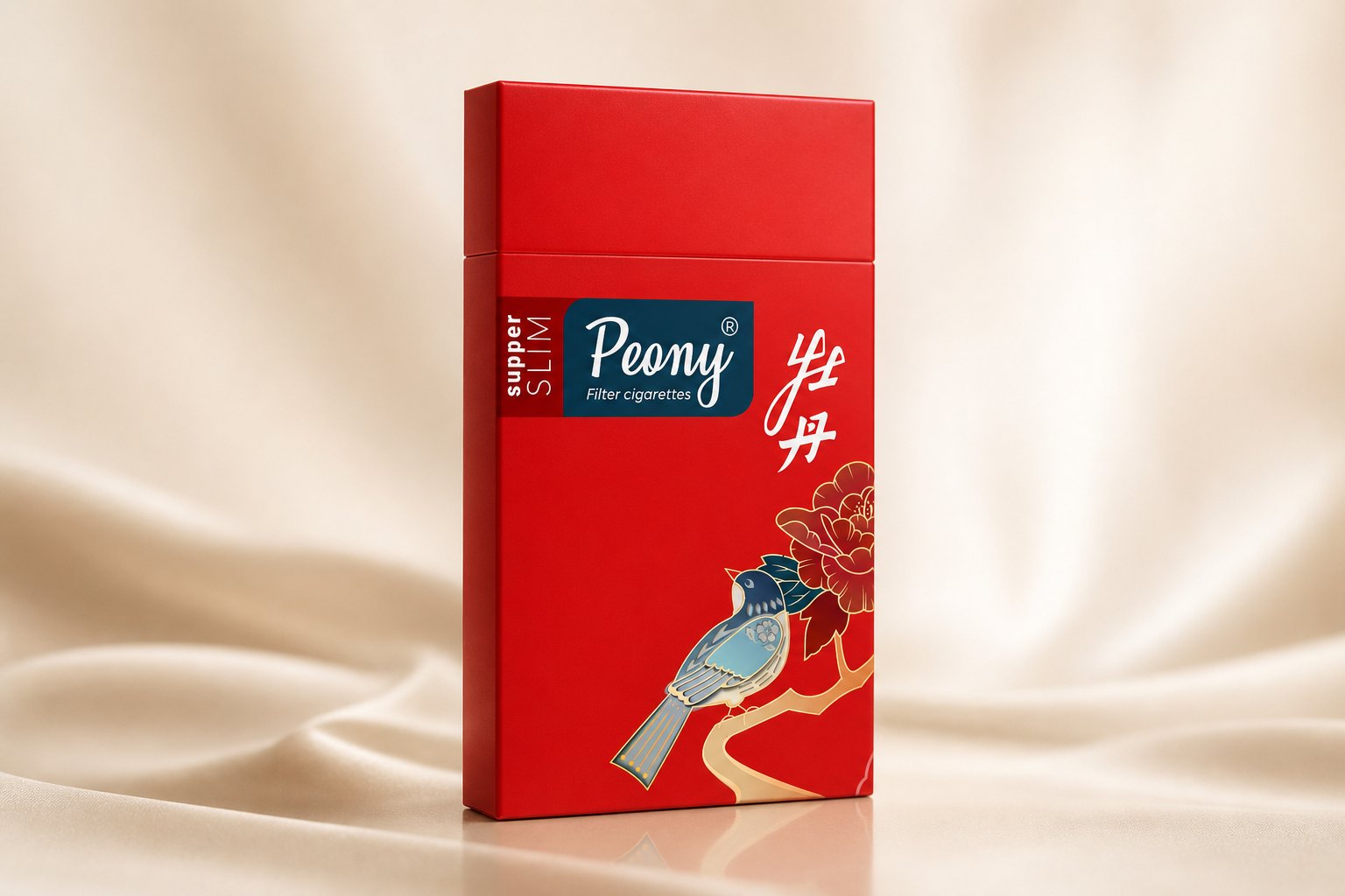 Dòng Peony, bản đỏ Bao bì dòng Peony nền đỏ son