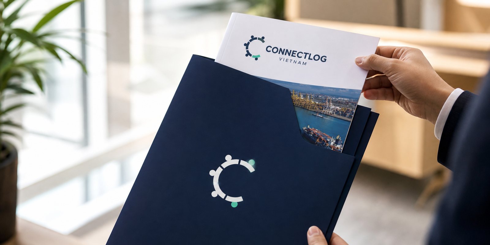 Bìa hồ sơ năng lực Bìa hồ sơ năng lực ConnectLog cầm trên tay