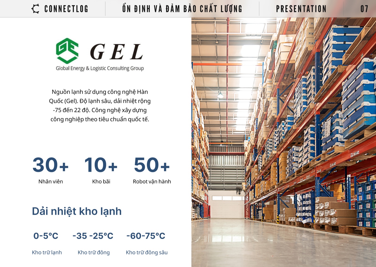 Trang năng lực và dải nhiệt kho lạnh trong hồ sơ ConnectLog
