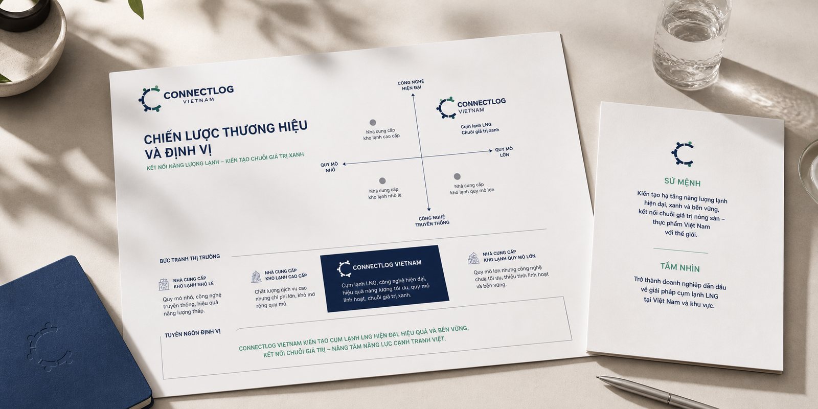 Bảng chiến lược và định vị ConnectLog do Sinh Vũ dựng