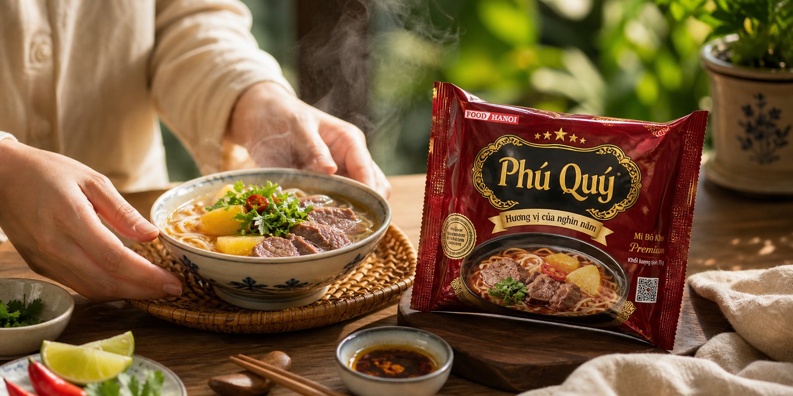 Khoảnh khắc thưởng thức mì Phú Quý tại nhà
