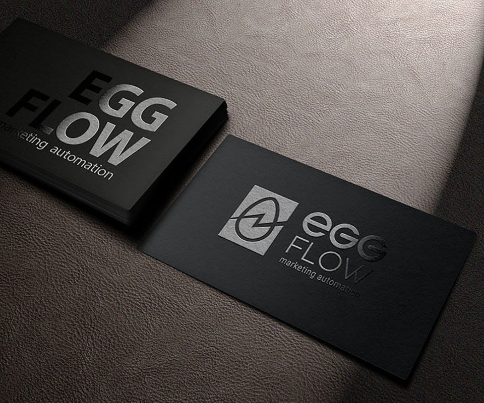 Danh thiếp EggFlow ép kim bạc trên nền da