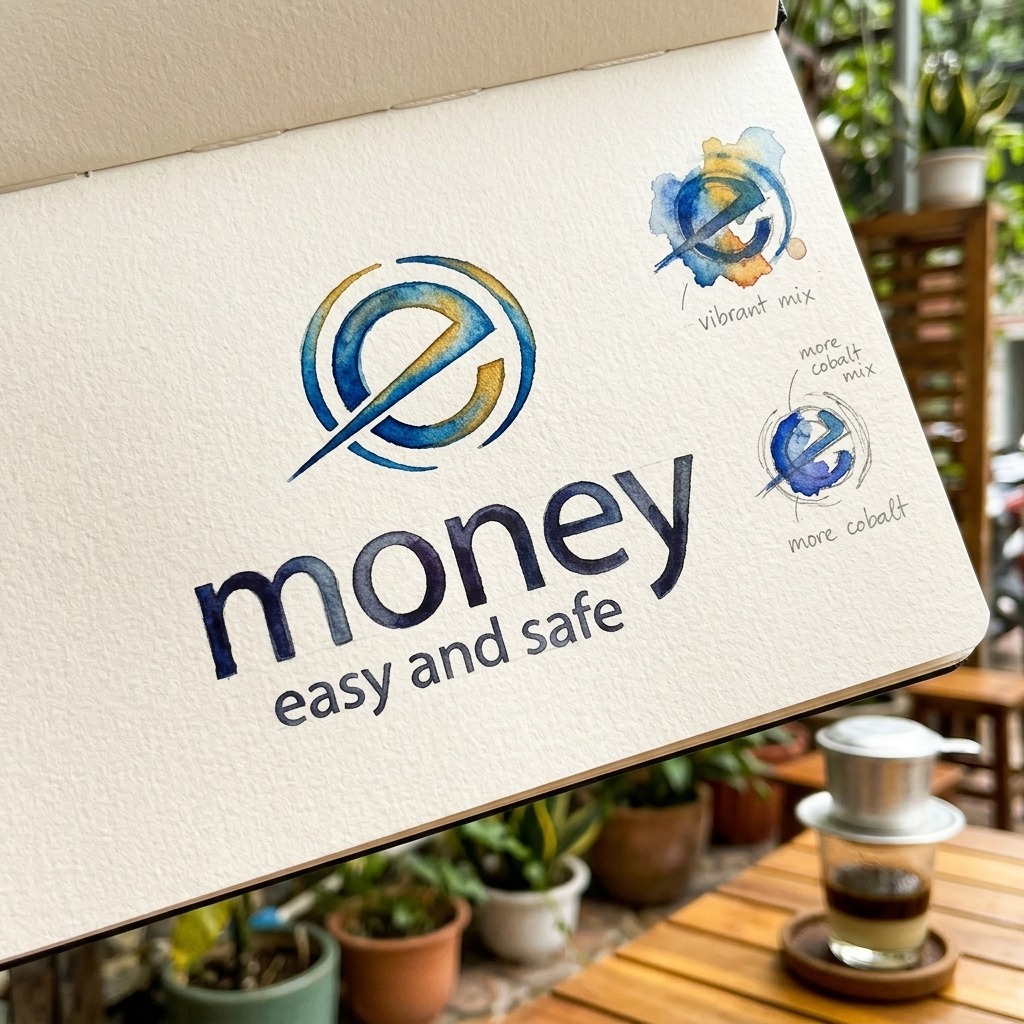 Bản phác thảo dấu hiệu eMoney bằng màu nước