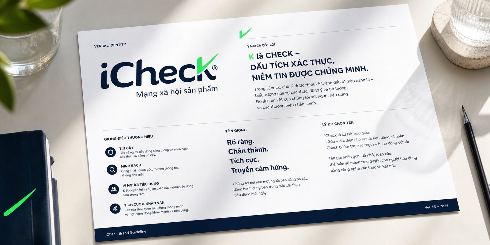 Bảng nhận diện ngôn ngữ và giọng thương hiệu iCheck