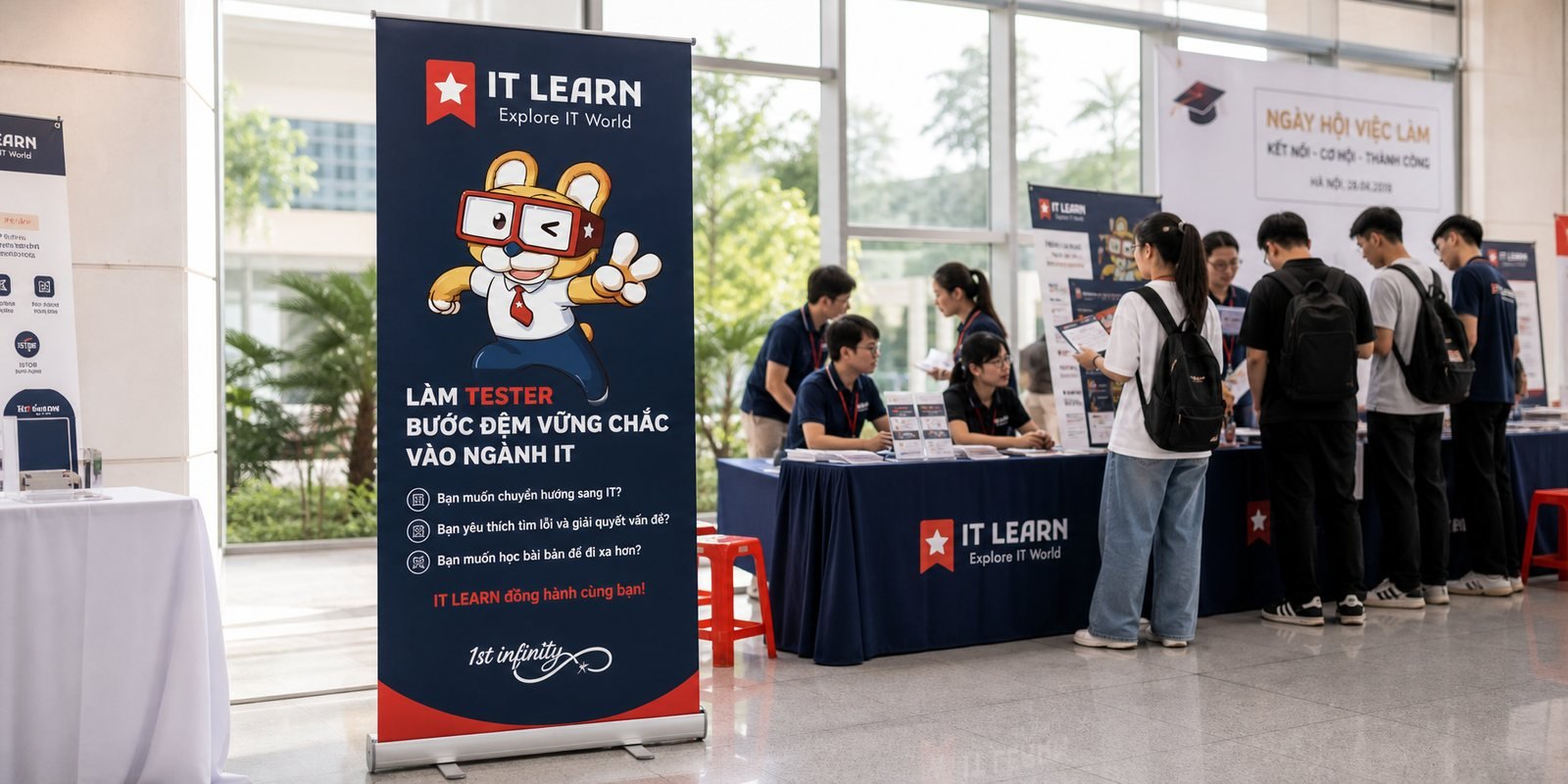 Standee IT LEARN tại Ngày hội việc làm Đại học Thăng Long 2023