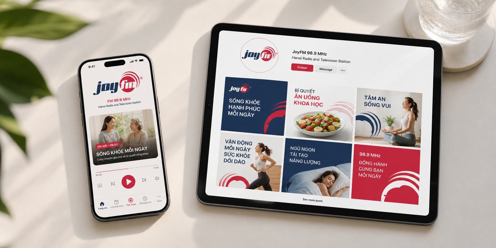 Nhận diện số Nhận diện JoyFM trên ứng dụng nghe đài và khung mạng xã hội