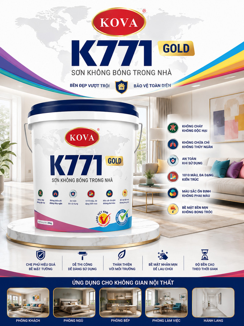 Poster K771 GOLD nền bản đồ thế giới, dải màu cầu vồng bên phải, dải ảnh nội thất dưới chân