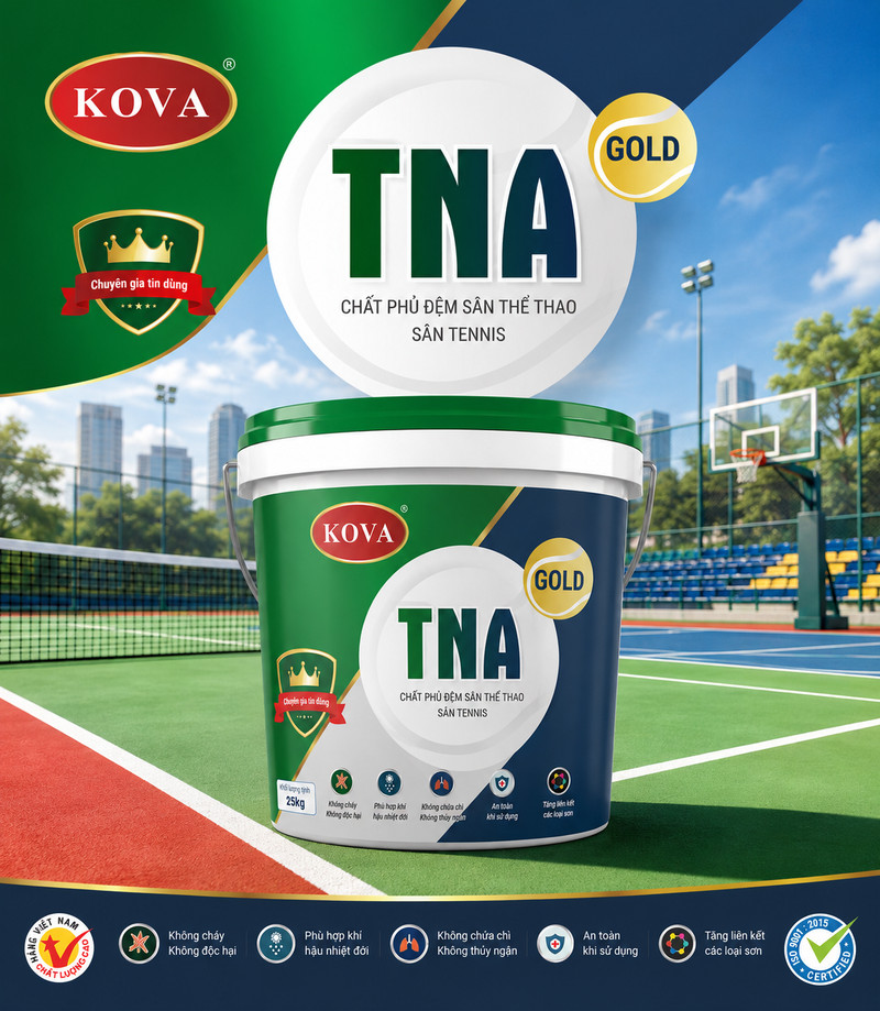 TNA GOLD · Chất phủ đệm sân thể thao, sân tennis Poster TNA GOLD, nền sân tennis và sân bóng rổ dưới đèn cao, đĩa trắng mang tên dòng