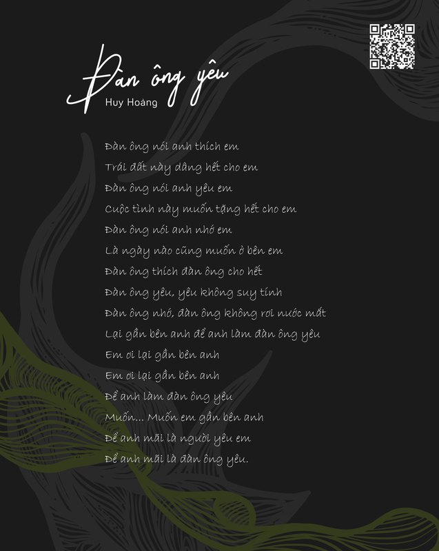 Đàn ông yêu · Huy Hoàng Trang lời bài Đàn ông yêu nền than, tên bài viết tay ở đầu trang
