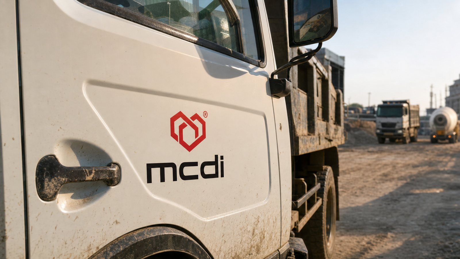 Đội xe công trường Xe ben mcdi với nhận diện trên cửa cabin