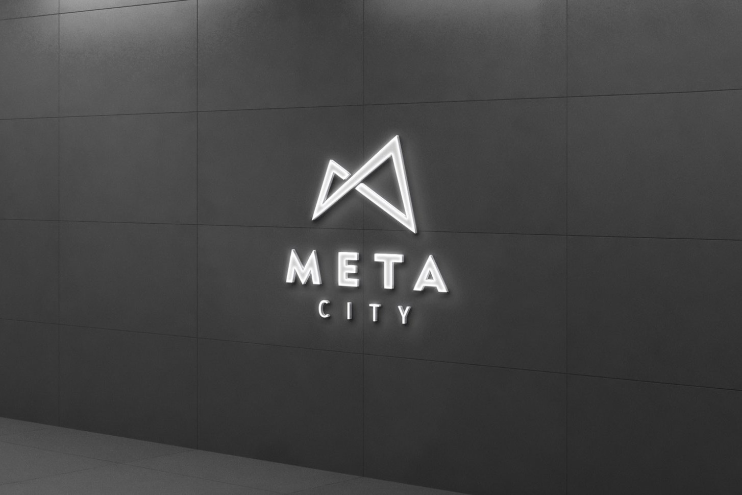 Chữ nổi trên tường Biểu tượng Metacity dựng nổi trên tường tối