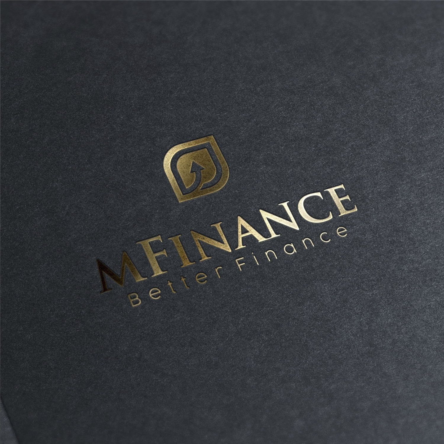 Ép kim trên giấy tối Logo MFinance ép kim trên giấy tối
