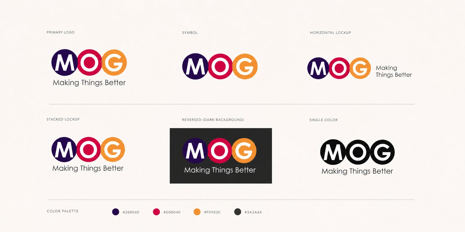 Hệ thống logo và biểu tượng vòng tròn MOG