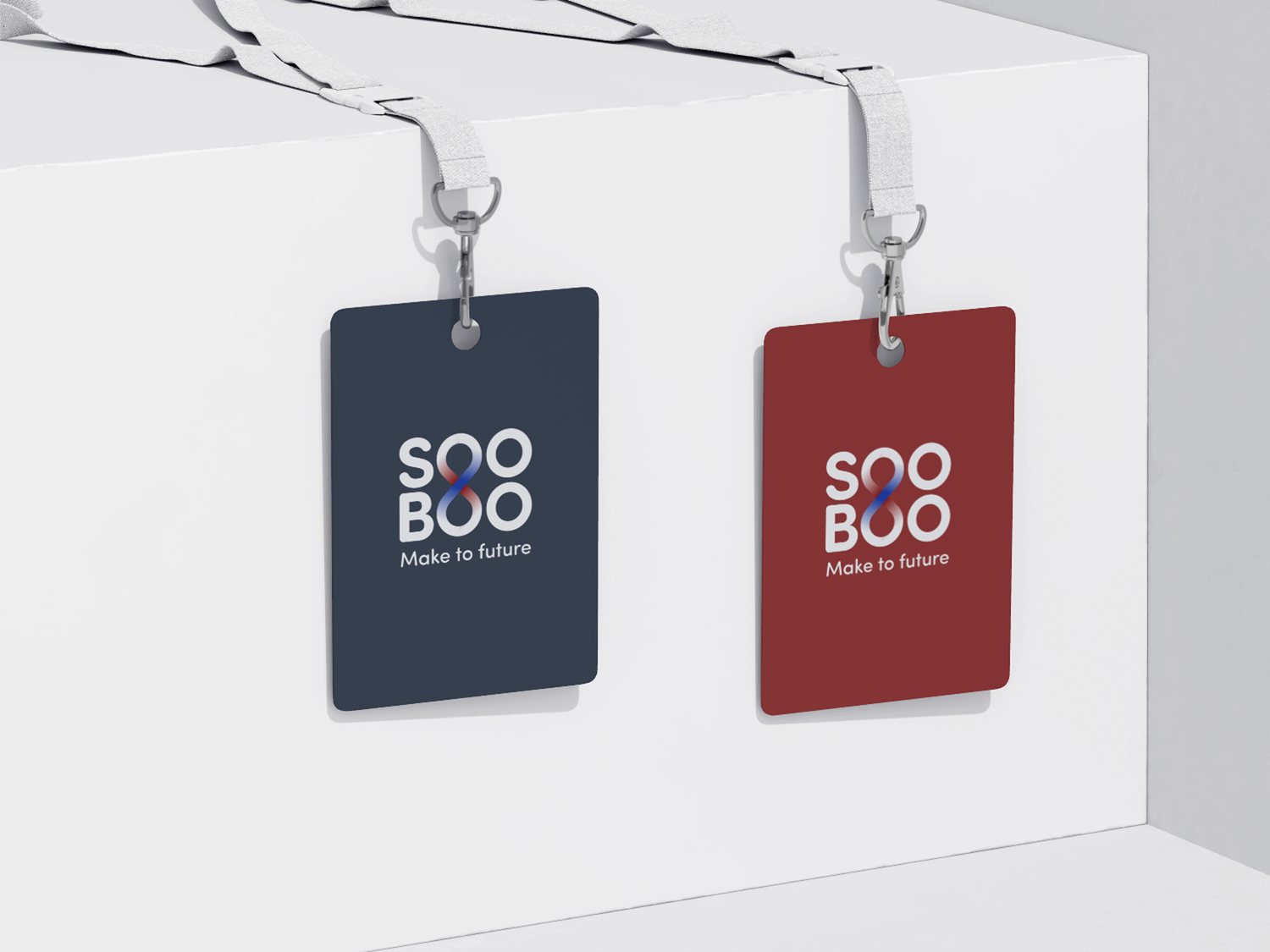 Thẻ đeo SOOBOO hai phiên bản navy và đỏ