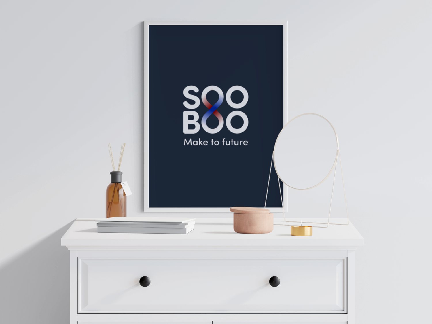 Tranh khung nội thất Ấn phẩm SOOBOO đóng khung đặt trong không gian nội thất