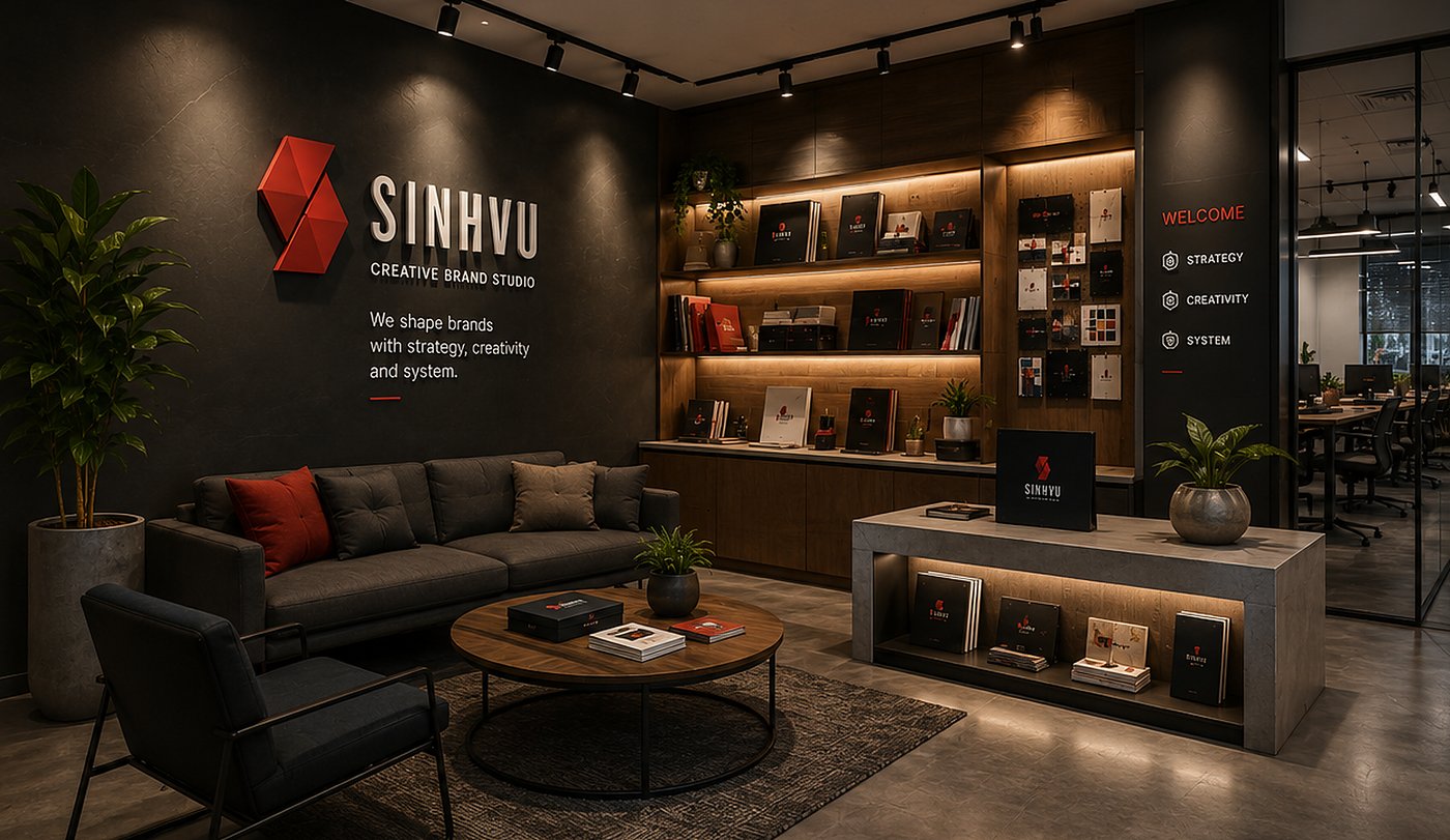 Sảnh đón khách tại studio Sinh Vũ