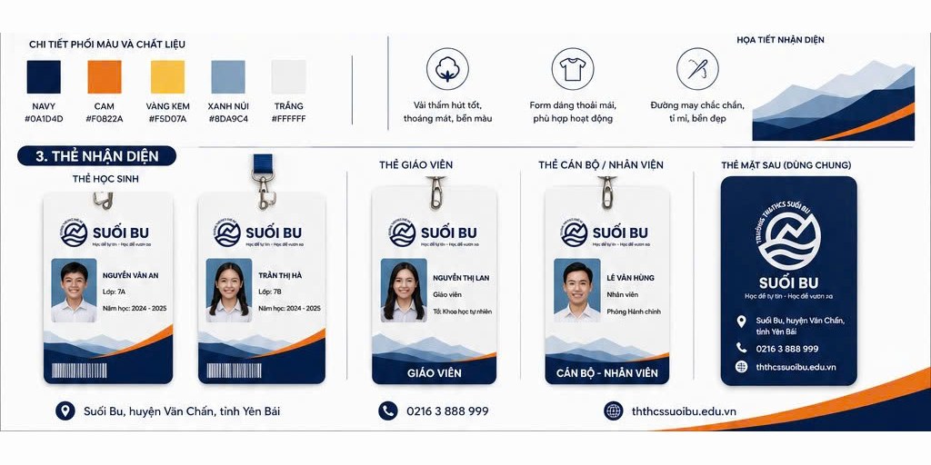 Bảng màu chuẩn và hệ thẻ nhận diện học sinh, giáo viên, cán bộ